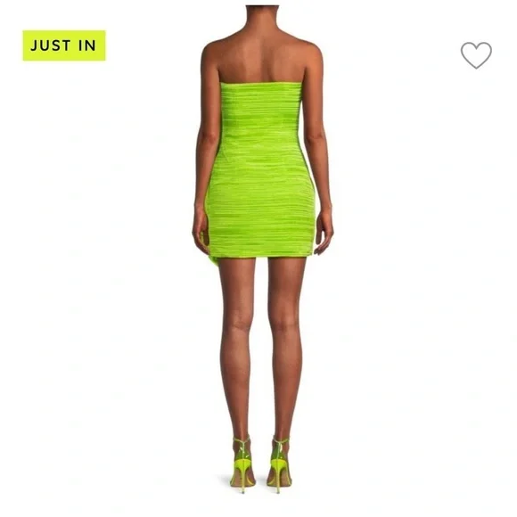 NWT Amur Keyleigh Ruched Off The Shoulder Size 12 Lime Green Strapless Dress  - thefunkyskunk.ie